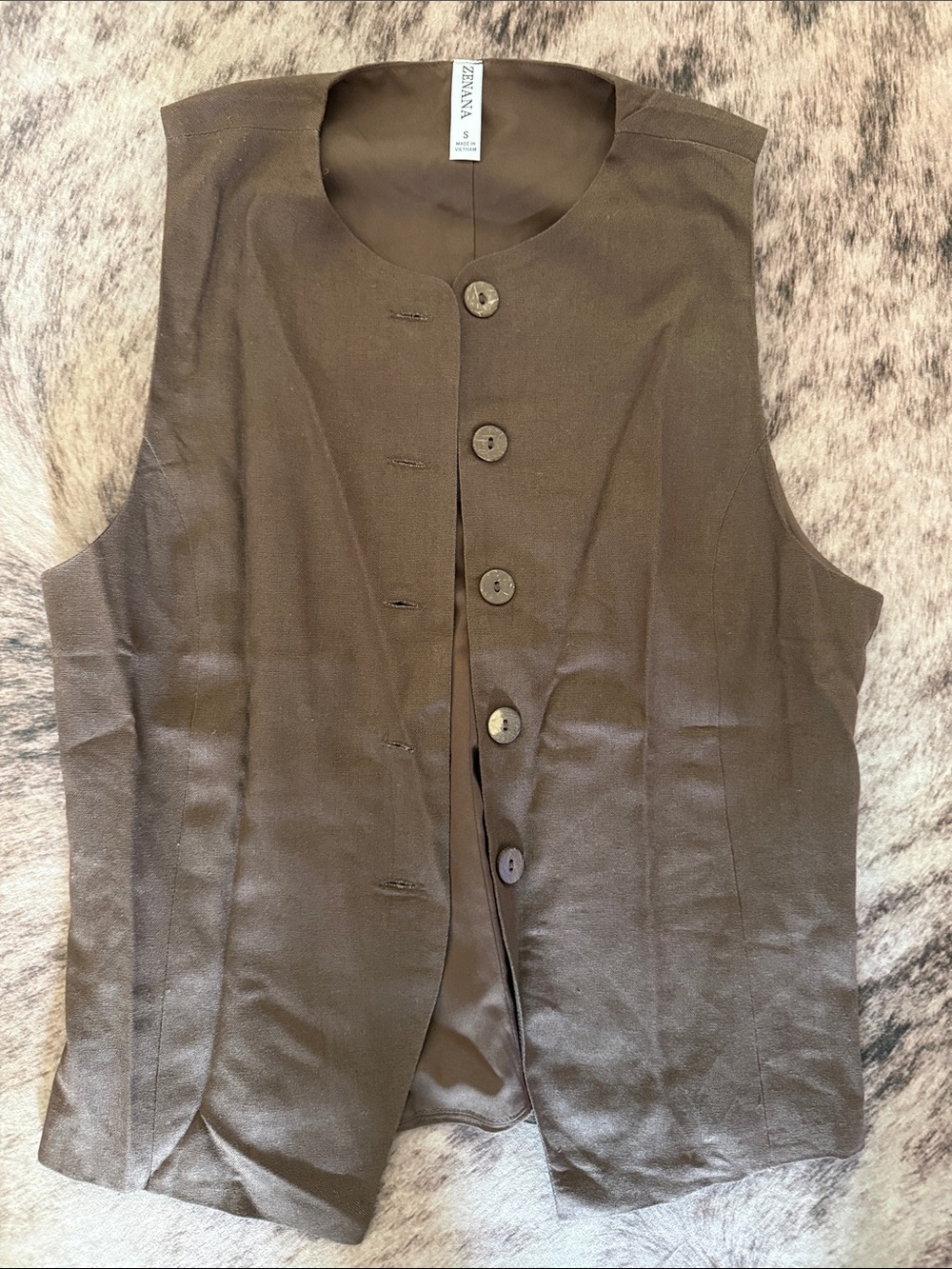 ZENANA Brown Button-Front Women's Tunic Vest